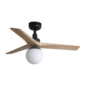 FARO 34284-11L - Ventilador de techo KLIM S 1xE27/15W/230V pino/negro diá. 92,5 cm + control remoto