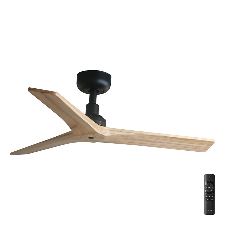 FARO 34284 - Ventilador de techo KLIM S pino/negro diá. 92,5 cm + control remoto