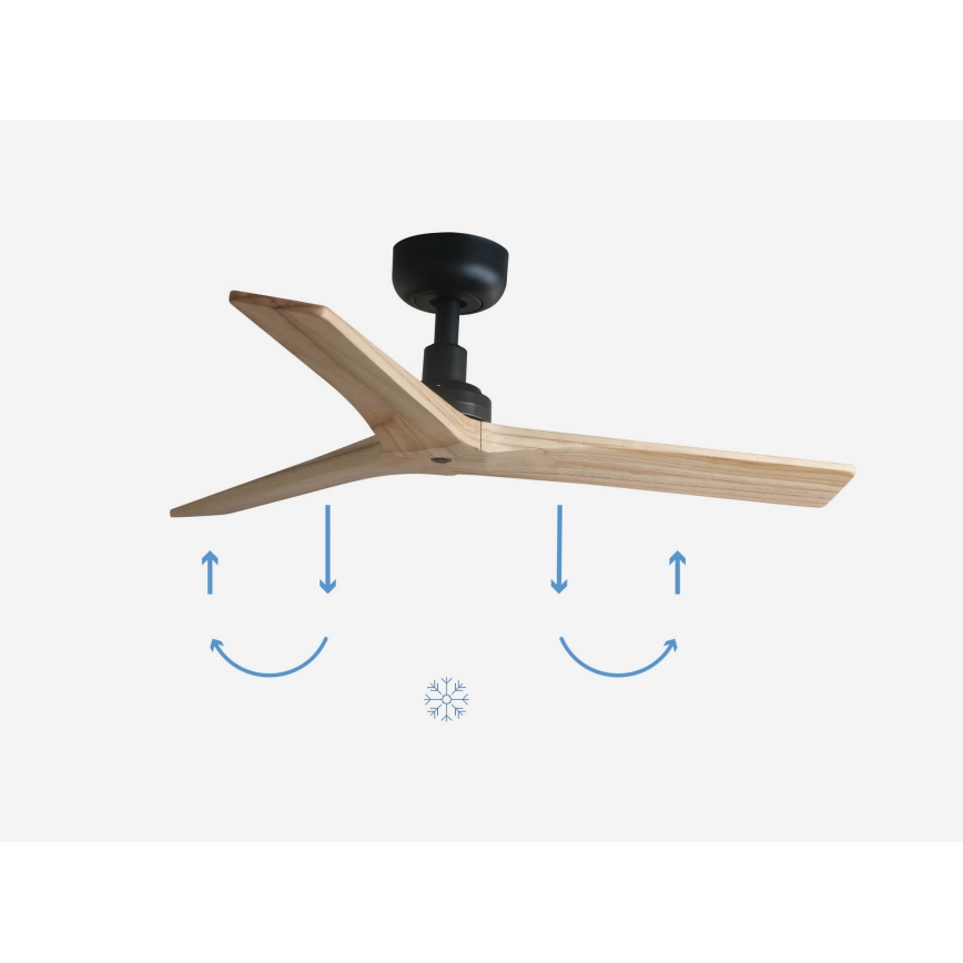 FARO 34284 - Ventilador de techo KLIM S pino/negro diá. 92,5 cm + control remoto
