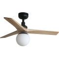 FARO 34284WT-11L - Ventilador de techo KLIM S 1xE27/15W/230V pino/negro Ø 92,5 cm Wi-Fi Tuya + mando a distancia