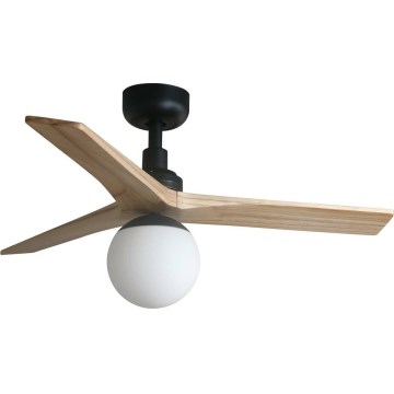 FARO 34284WT-11L - Ventilador de techo KLIM S 1xE27/15W/230V pino/negro Ø 92,5 cm Wi-Fi Tuya + mando a distancia