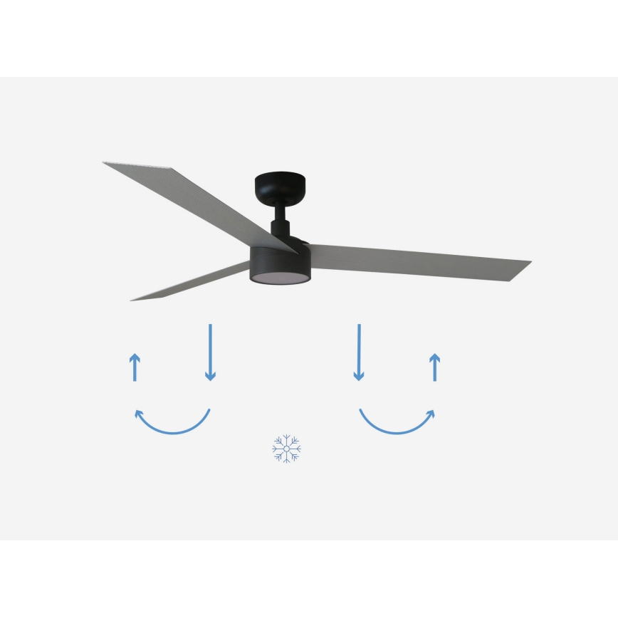 FARO 34286-1TW - Ventilador de techo LED regulable CRUISER L LED/18W/230V 2700/4000/6500K d. 132 cm negro/gris + control remoto