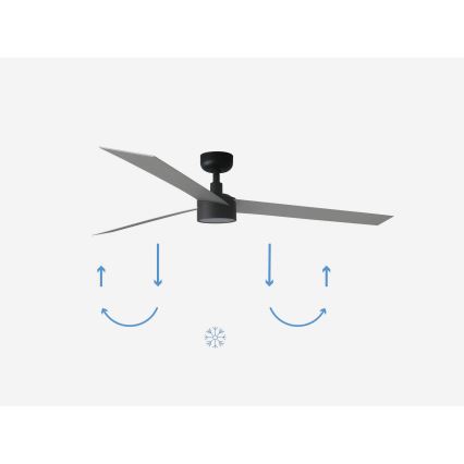 FARO 34287-1TW - Ventilador de techo LED regulable CRUISER XL LED/18W/230V 2700/4000/6500K diá. 160 cm negro/gris + control remoto
