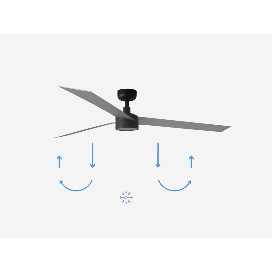FARO 34287-1TW - Ventilador de techo LED regulable CRUISER XL LED/18W/230V 2700/4000/6500K diá. 160 cm negro/gris + control remoto