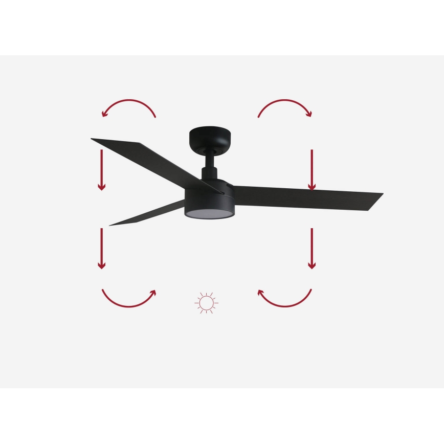 FARO 34289-1TW - Ventilador de techo LED regulable CRUISER S LED/18W/230V 2700/4000/6500K diá. 106 cm negro + control remoto