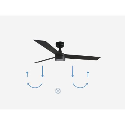 FARO 34291-1TW - Ventilador de techo LED regulable CRUISER LED/20W/230V 2700/4000/6500K diá. 132 cm negro + control remoto