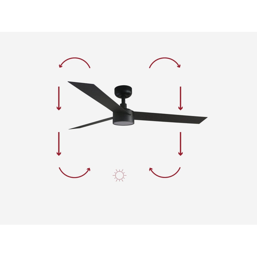 FARO 34291-1TW - Ventilador de techo LED regulable CRUISER LED/20W/230V 2700/4000/6500K diá. 132 cm negro + control remoto