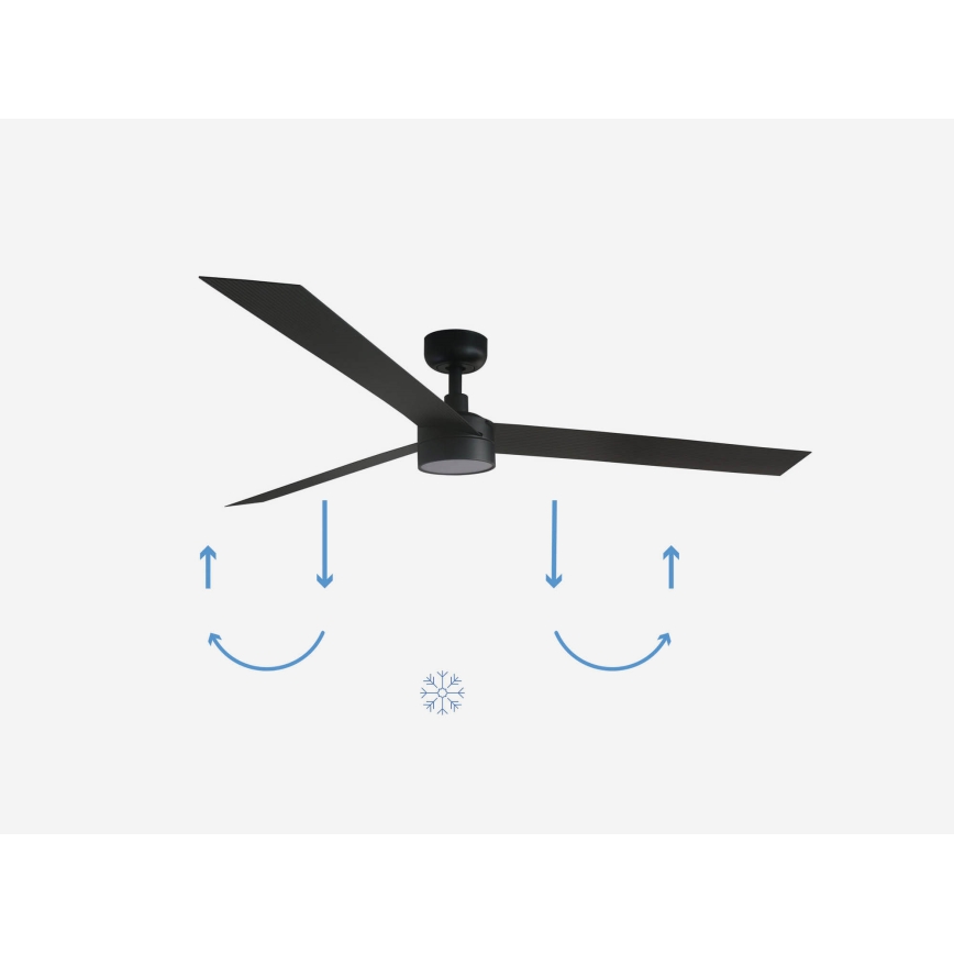 FARO 34293-1TW - Ventilador de techo LED regulable CRUISER XL LED/18W/230V 2700/4000/6500K diá. 160 cm negro + control remoto