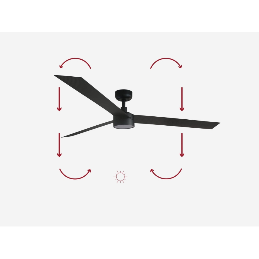 FARO 34293-1TW - Ventilador de techo LED regulable CRUISER XL LED/18W/230V 2700/4000/6500K diá. 160 cm negro + control remoto