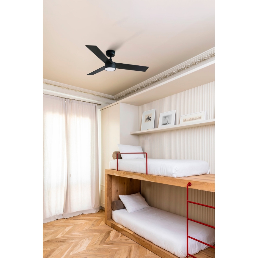 FARO 34296-1TW - Ventilador de techo LED regulable RUDDER S LED/18W/230V 2700/4000/6500K diá. 106 cm negro + control remoto