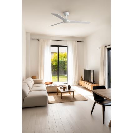FARO 34297WT - Ventilador de techo RUDDER L blanco/beige diá. 132 cm Wi-Fi Tuya + control remoto