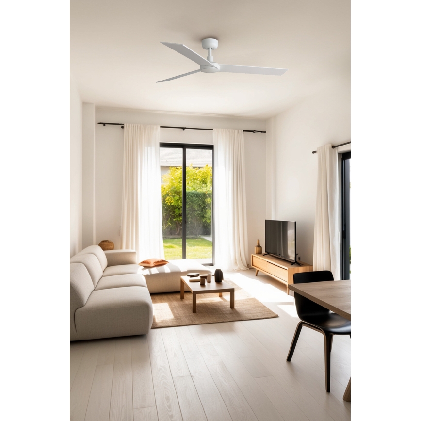 FARO 34297WT - Ventilador de techo RUDDER L blanco/beige diá. 132 cm Wi-Fi Tuya + control remoto