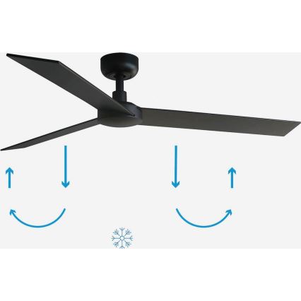 FARO 34298WP - Ventilador de techo RUDDER L negro diá. 132 cm SMART + control remoto