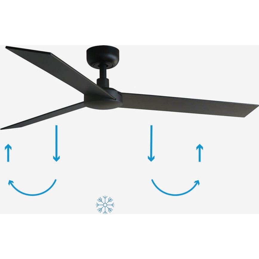 FARO 34298WP - Ventilador de techo RUDDER L negro diá. 132 cm SMART + control remoto
