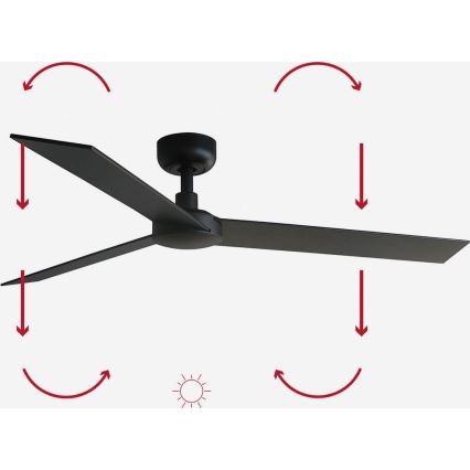 FARO 34298WP - Ventilador de techo RUDDER L negro diá. 132 cm SMART + control remoto