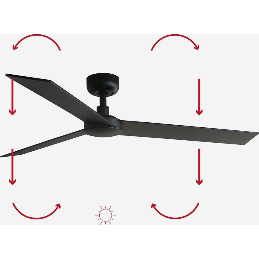 FARO 34298WP - Ventilador de techo RUDDER L negro diá. 132 cm SMART + control remoto