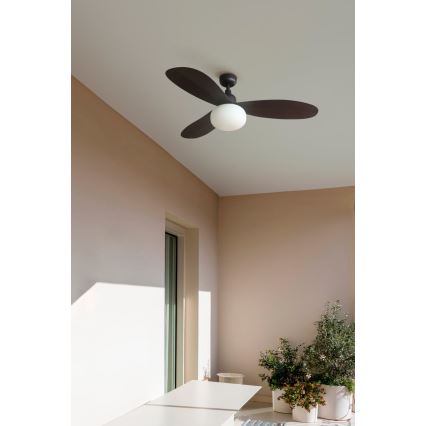 FARO 34301-11L - Ventilador de techo PALMA 1xE27/15W/230V marrón diá. 129 cm IP44 + control remoto