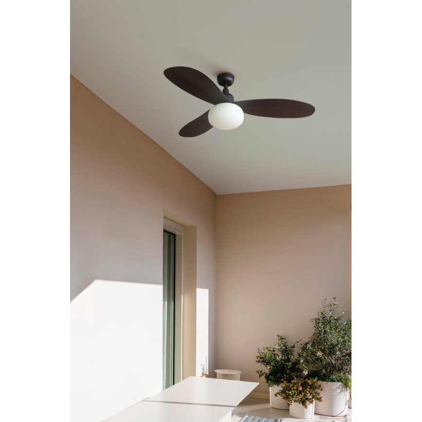 FARO 34301-11L - Ventilador de techo PALMA 1xE27/15W/230V marrón diá. 129 cm IP44 + control remoto