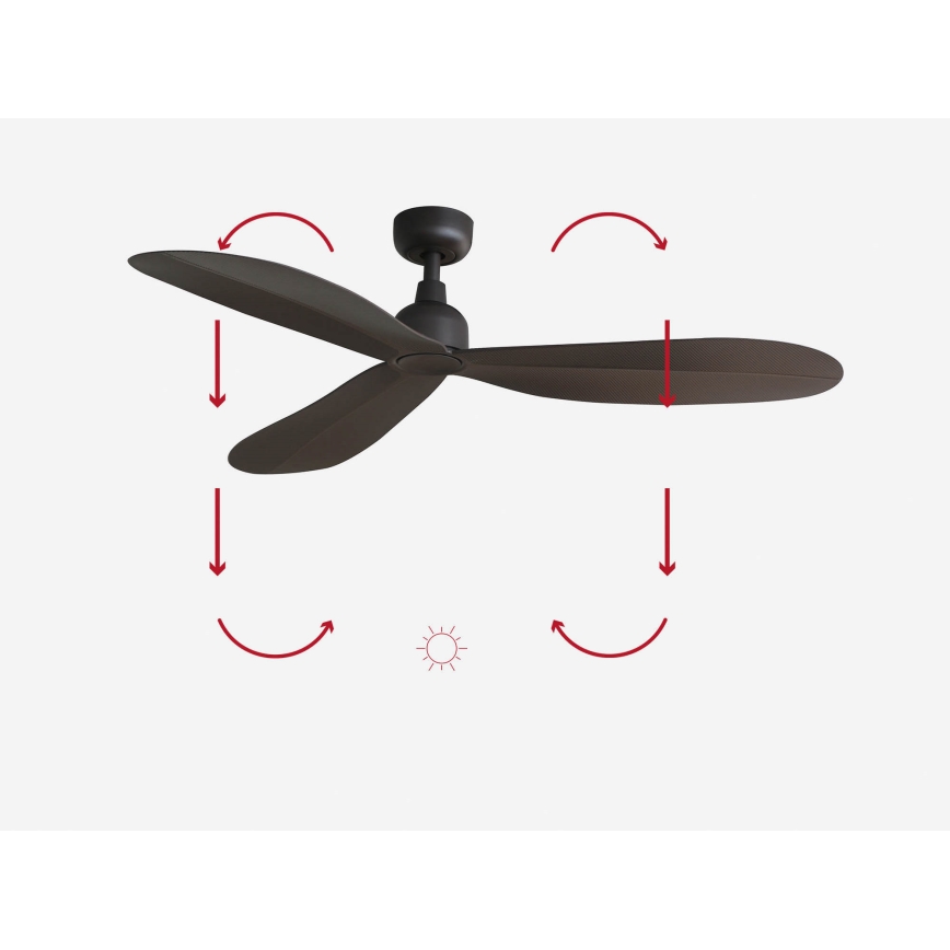FARO 34301 - Ventilador de techo PALMA marrón diá. 129 cm IP44 + control remoto