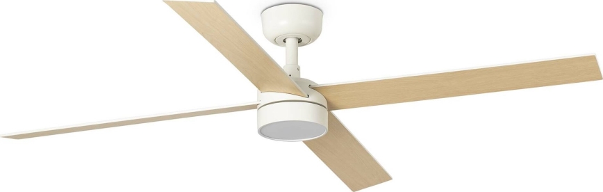 FARO 34355WT-1TW - Ventilador de techo LED regulable RUDDER L LED/18W/230V 2700/4350/6000K blanco/beige diá. 132 cm Wi-Fi Tuya + control remoto
