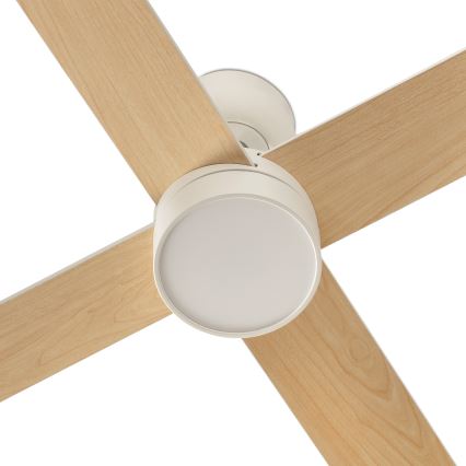 FARO 34355WT-1TW - Ventilador de techo LED regulable RUDDER L LED/18W/230V 2700/4350/6000K blanco/beige diá. 132 cm Wi-Fi Tuya + control remoto