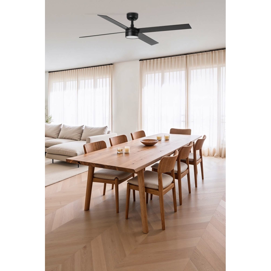FARO 34356-1TW - Ventilador de techo LED regulable RUDDER L LED/20W/230V negro/marrón diá. 132 cm + control remoto