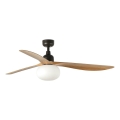 FARO 34360WT-11L - Ventilador de techo OUTWOOD L 1xE27/15W/230V marrón/negro Ø150 cm Wi-Fi Tuya IP44 + control remoto