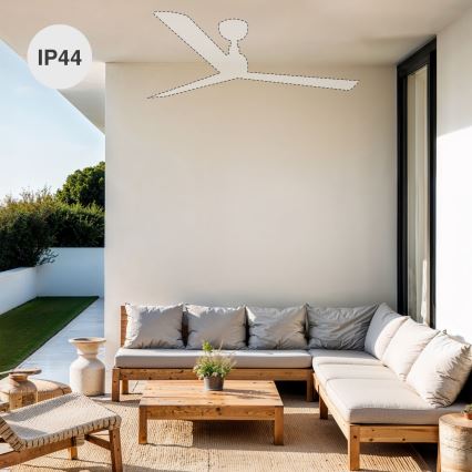 FARO 34360WT-11L - Ventilador de techo OUTWOOD L 1xE27/15W/230V marrón/negro diá. 150 cm Wi-Fi Tuya IP44 + control remoto