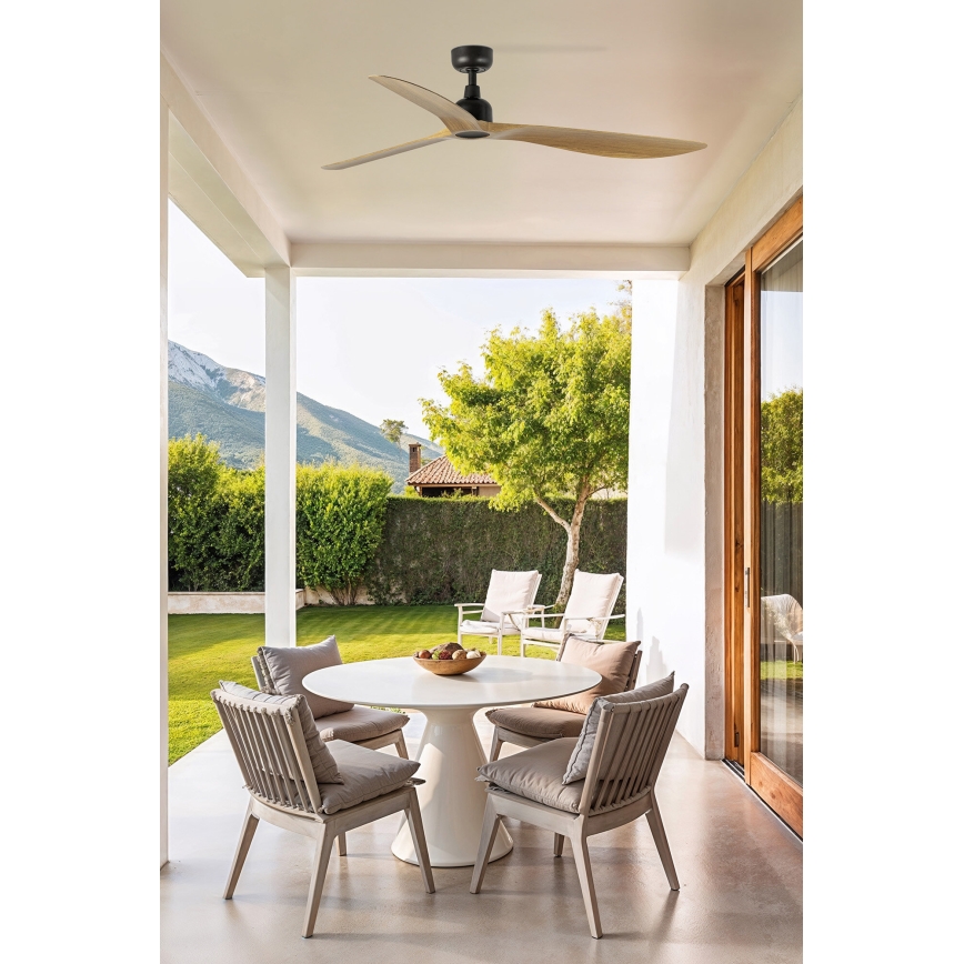 FARO 34360WT - Ventilador de techo OUTWOOD L marrón/negro diá. 150 cm Wi-Fi Tuya IP44 + control remoto