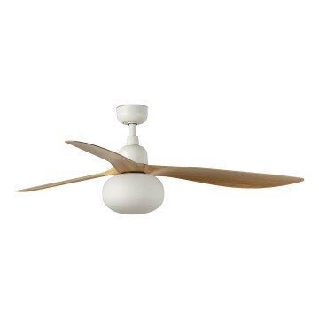 FARO 34361WT-11L - Ventilador de techo OUTWOOD L 1xE27/15W/230V marrón/blanco diámetro 150 cm Wi-Fi Tuya IP44 + mando a distancia