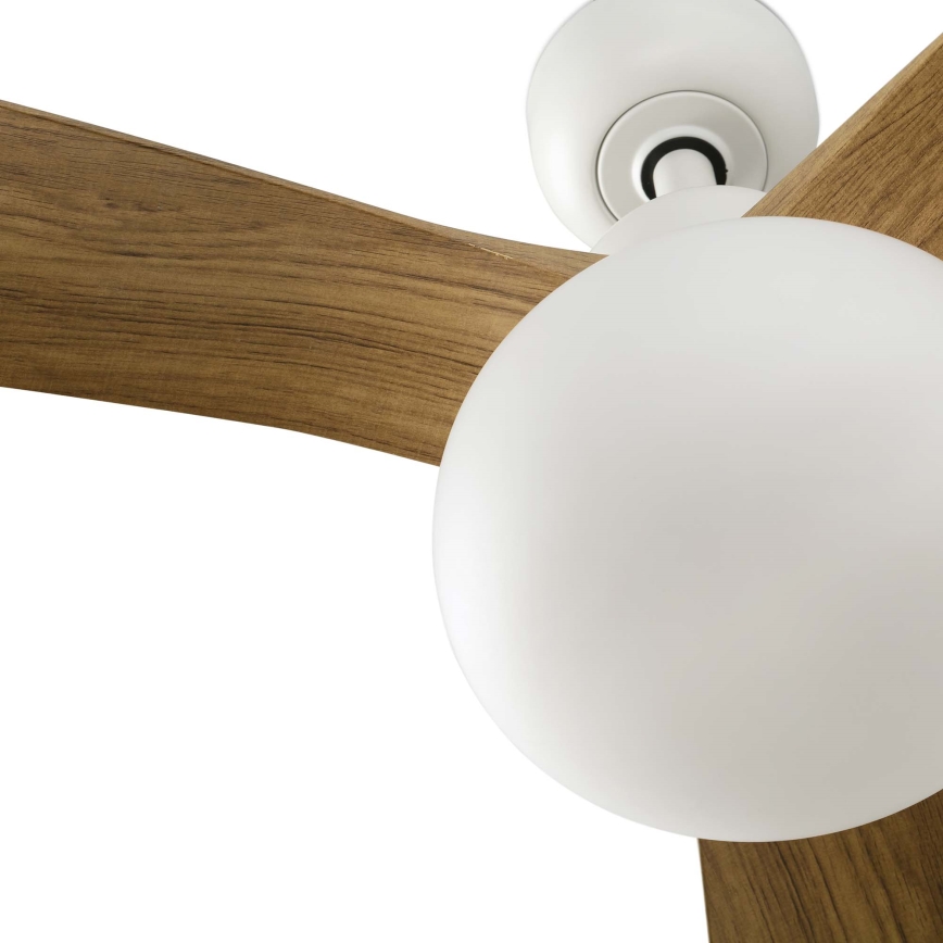 FARO 34361WT-11L - Ventilador de techo OUTWOOD L 1xE27/15W/230V marrón/blanco diámetro 150 cm Wi-Fi Tuya IP44 + mando a distancia