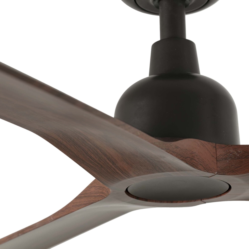 FARO 34362WT - Ventilador de techo OUTWOOD L marrón/negro, diámetro 150 cm Wi-Fi Tuya IP44 + mando a distancia