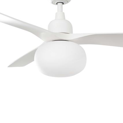 FARO 34363WT-11L - Ventilador de techo OUTWOOD L 1xE27/15W/230V blanco diámetro 150 cm Wi-Fi Tuya IP44 + mando a distancia