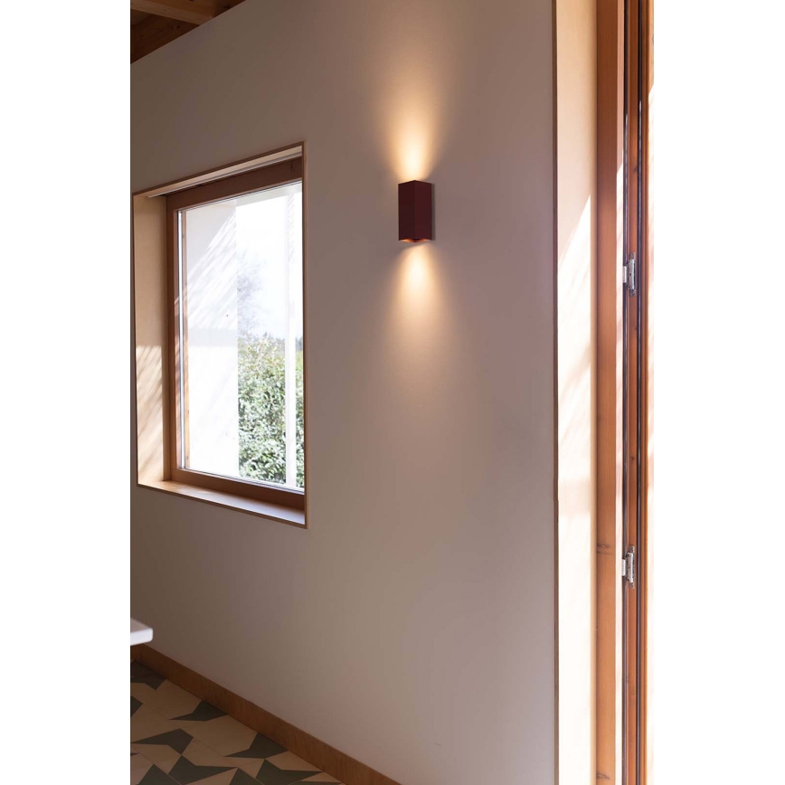 FARO 40568 - Aplique SOLE 2xGU10/8W/230V color ladrillo festoneado cuadrado