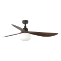 FARO OUTWOOD L 1xE27/15W/230V ventilador de techo marrón/negro Ø 150 cm Wi-Fi Tuya IP44 + mando a distancia