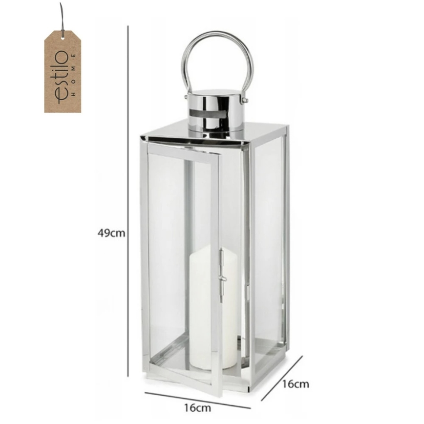 Farol decorativo 49 cm cromado brillante