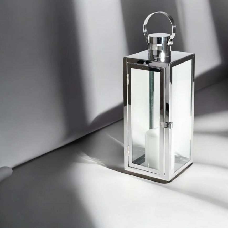 Farol decorativo 63 cm cromo brillante