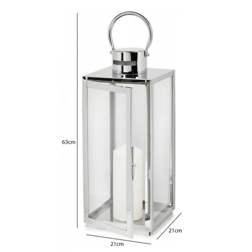 Farol decorativo 63 cm cromo brillante