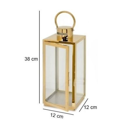 Farol decorativo dorado 38 cm