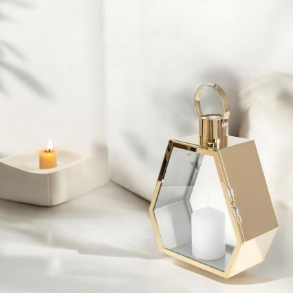 Farol decorativo dorado de 34 cm