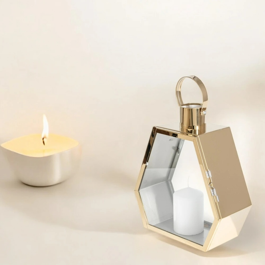 Farol decorativo dorado de 34 cm