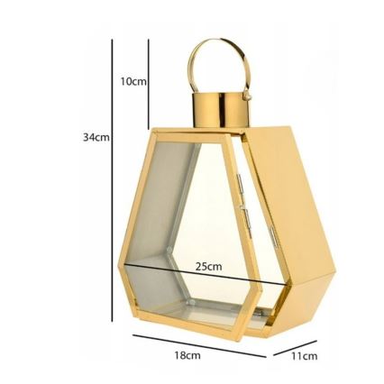 Farol decorativo dorado de 34 cm