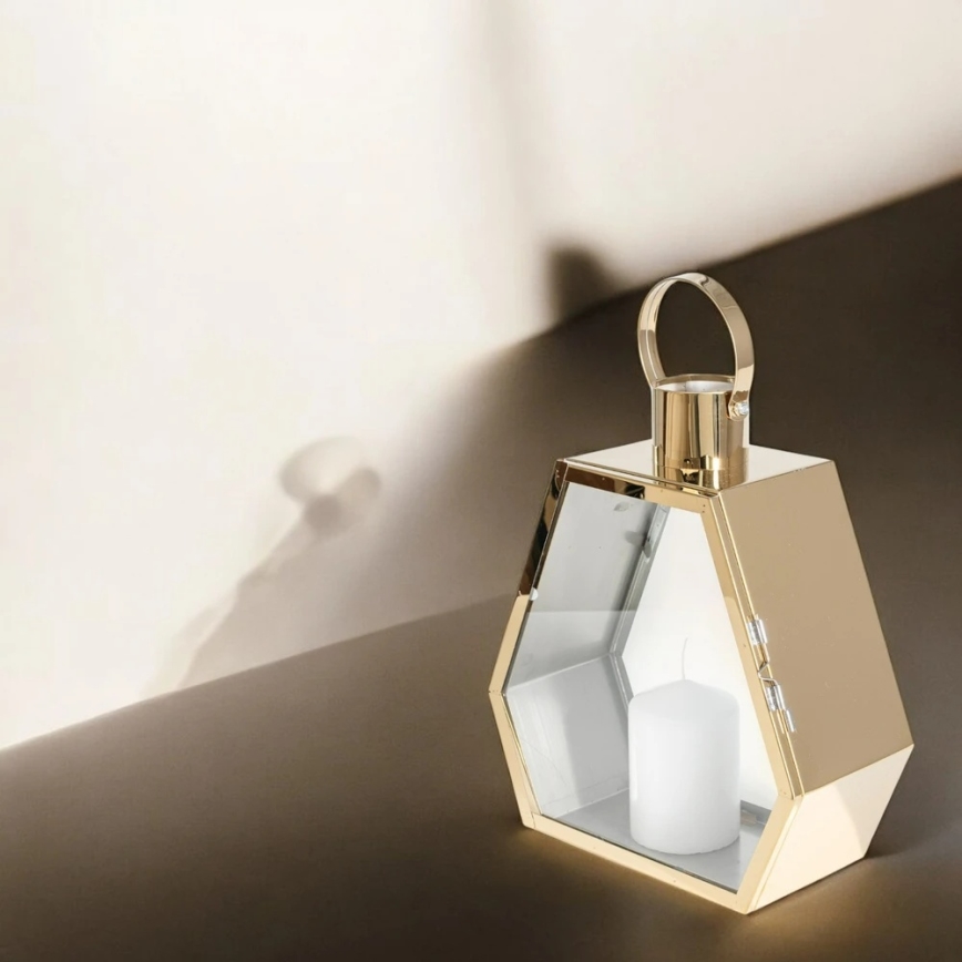 Farol decorativo dorado de 43 cm