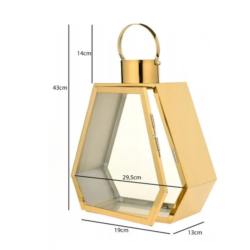 Farol decorativo dorado de 43 cm