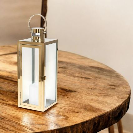 Farol decorativo dorado de 63 cm