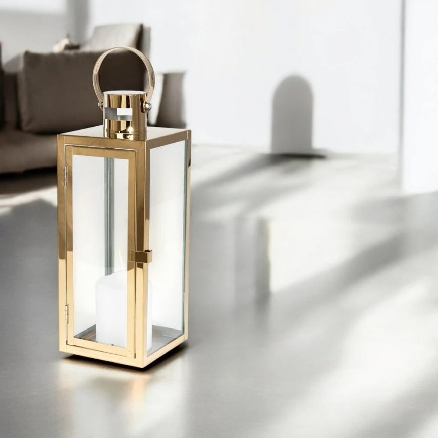 Farol decorativo dorado de 63 cm