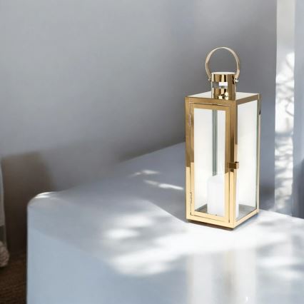 Farol decorativo dorado de 63 cm