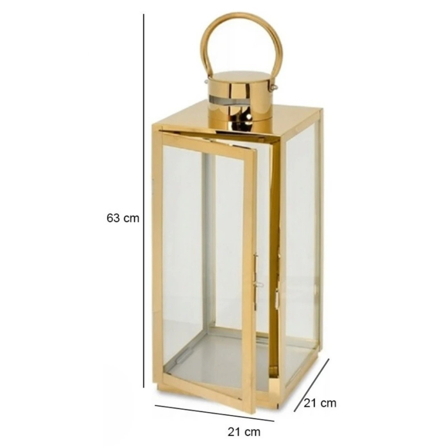 Farol decorativo dorado de 63 cm