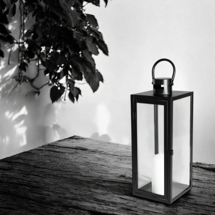 Farol decorativo negro de 38 cm