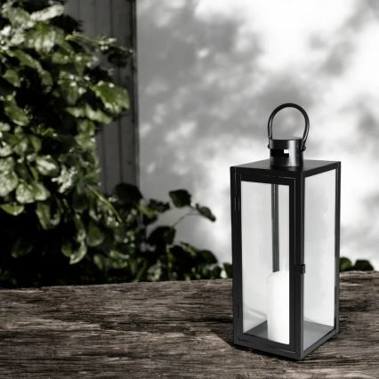 Farol decorativo negro de 38 cm